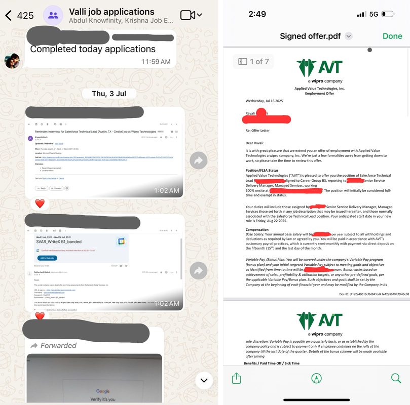 Ravali's WhatsApp conversation preview