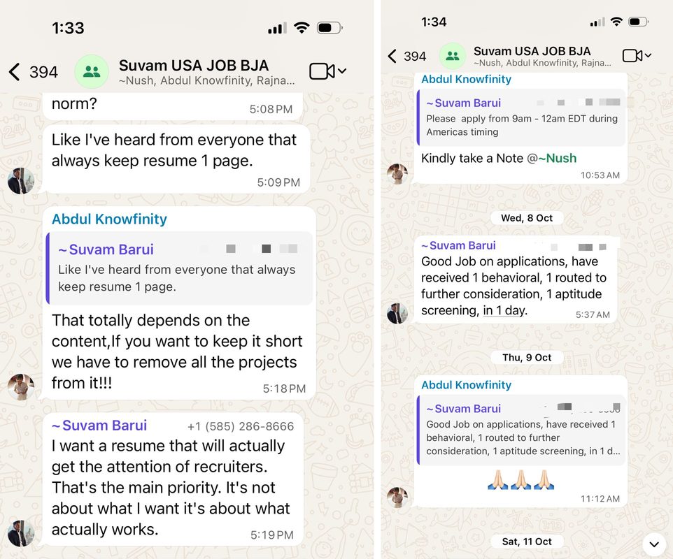 Suvam's WhatsApp conversation preview
